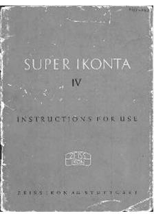 Zeiss Ikon Super Ikonta 4 manual. Camera Instructions.